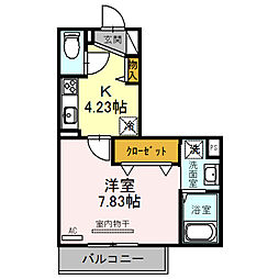 ルミナーレ・ハンス 1Kの間取図画像