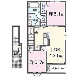 ルミアス 2LDKの間取図画像