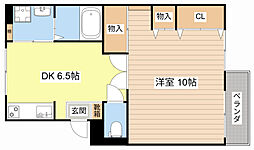 甲西グリーンハイツ 1階1DKの間取り