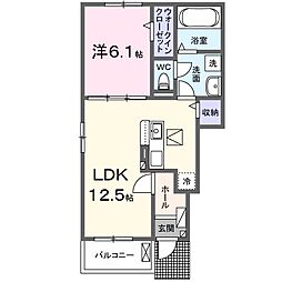 アイプレイス彦根II 1階1LDKの間取り