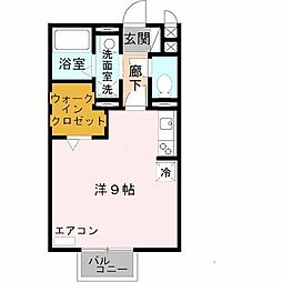 ボナール 2階ワンルームの間取り