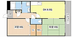 葵マンション2 2LDKの間取図画像