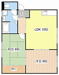 コーポリバーアップ 2LDKの間取図画像