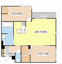 ガーデンヴィラスイート 2LDKの間取図画像