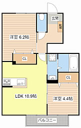 エルメゾン・ブランカ 2LDKの間取図画像