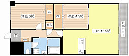 サンワード 5階2LDKの間取り