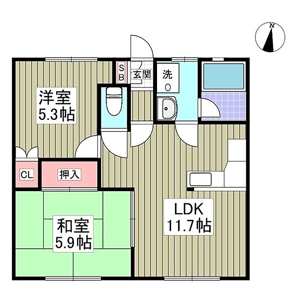 エトワールハイツ足利A 102｜栃木県足利市五十部町(賃貸アパート2LDK・1階・49.97㎡)の写真 その2