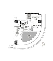 BrilliaTower堂島 2LDKの間取図画像