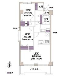 ルモン東梅田 2LDKの間取図画像