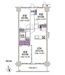 ユニハイム十三野中 3LDKの間取図画像