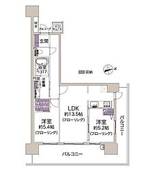 阿波座ライズタワーズマーク20 2LDKの間取図画像