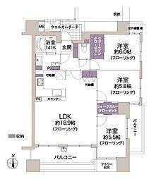 プレステージ淀川グラットシエル 3LDKの間取図画像