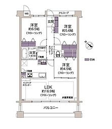 グランアッシュ伊丹北本町 3LDKの間取図画像