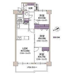 コムーネ北野EAST 3LDKの間取図画像