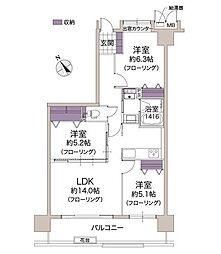 ルネ三田フラワーコート 3LDKの間取図画像