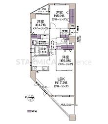 西区新町アーバンコンフォート 3LDKの間取図画像