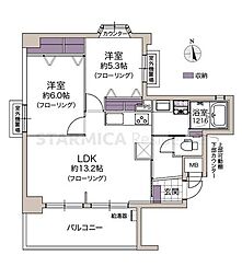 アンビエント江坂 2LDKの間取図画像