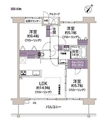 パラシオ大阪城公園 3LDKの間取図画像