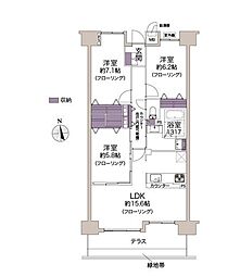 グランアークス千里山 3LDKの間取図画像