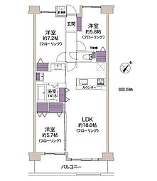 グランアークス千里山 3LDKの間取図画像