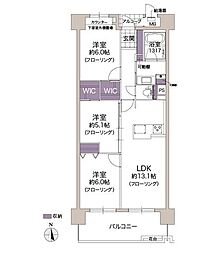 ウェルコートしぎの北棟 3LDKの間取図画像
