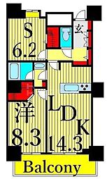 ロイヤルパークスタワー南千住 27階1SLDKの間取り