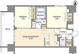 ジオエント上野稲荷町 2LDKの間取図画像