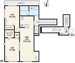 コートハウスN 2LDKの間取図画像