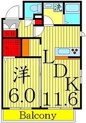 Ｓｈａｍｒｏｃｋ2 2階1LDKの間取り