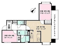 ヴィルヌーブ文京根津 2階2LDKの間取り