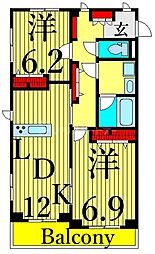 クレイン西日暮里 2LDKの間取図画像
