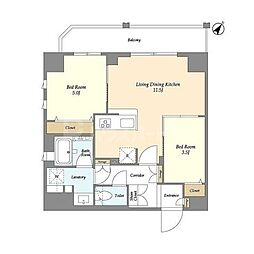 リテラス三ノ輪ウエスト 2LDKの間取図画像