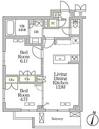 ミレーネ滝野川 2LDKの間取図画像