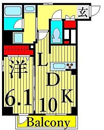 ルーセントK台東 1LDKの間取図画像
