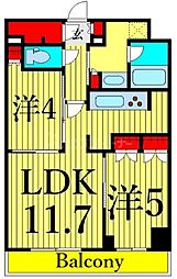 プラウドフラット日暮里 2LDKの間取図画像