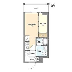 リテラス三ノ輪ウエスト 1DKの間取図画像