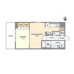 コンフォリア浅草松が谷 1LDKの間取図画像