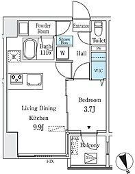 コージーコート谷中 1LDKの間取図画像