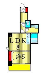 グランデュール富士 1LDKの間取図画像