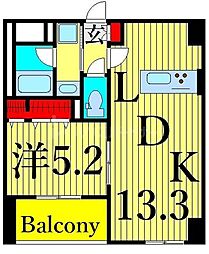 GRACEKRASAKUSA 1LDKの間取図画像