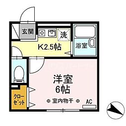 フレグランス 1Kの間取図画像