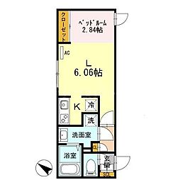 MODULORHAKUSAN2 1DKの間取図画像