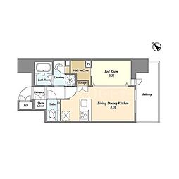 ライトテラス蔵前 1Kの間取図画像