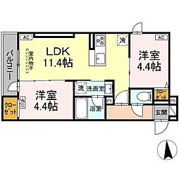 セレスティア荒川N 2LDKの間取図画像