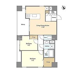 アブレスト動坂 2LDKの間取図画像