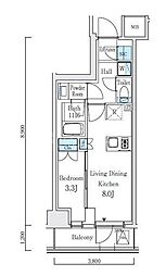 テラス駒込サウス 1LDKの間取図画像