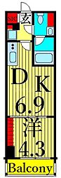 クレヴィアリグゼ日暮里根岸 1DKの間取図画像