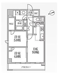 レジディア新御徒町2 2DKの間取図画像