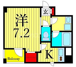 ヴェルデセゾン 1Kの間取図画像