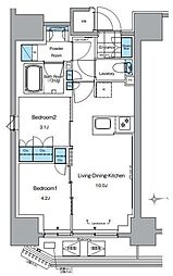 ルフォンプログレ田原町 2LDKの間取図画像
